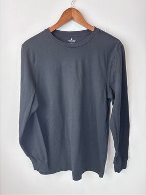 Stafford Men’s M Black Long Sleeve Crewneck T-Shirt 100% Cotton